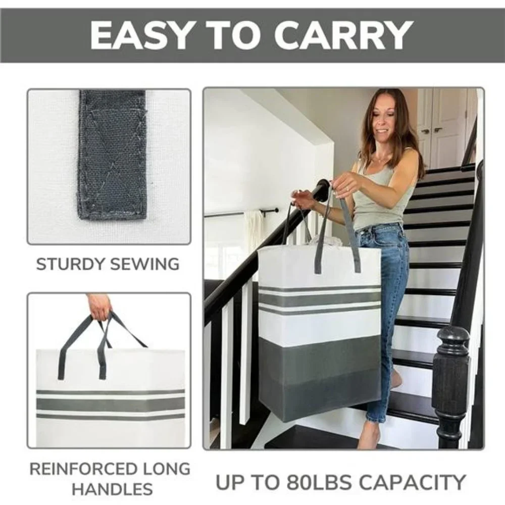 2-Pack 75L Tall Laundry Basket, Clothes Hamper Basket Organizer with Han…